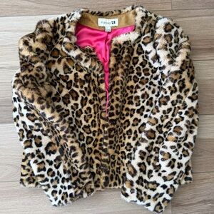 Forever 21 y2k Leopard Print Faux Fur Coat